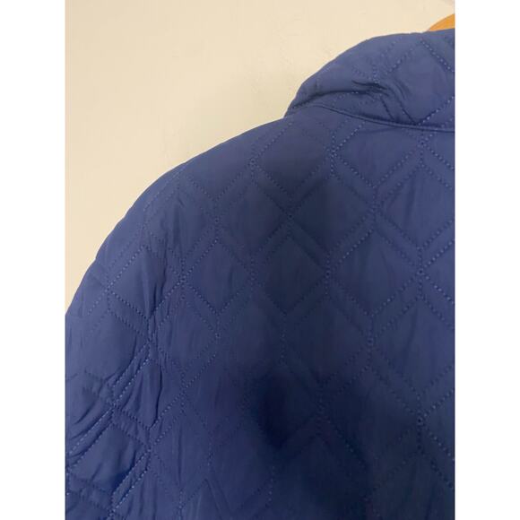 Lands End Womens Blue Quilted Barn Chore Jacket Zip Button Preppy Plus Size 3X - Picture 15 of 16